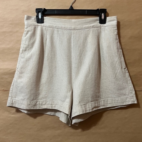 Madewell | Clean Pull On Shorts High Rise Linen Cotton Natural Undyed Size M - Picture 1 of 9